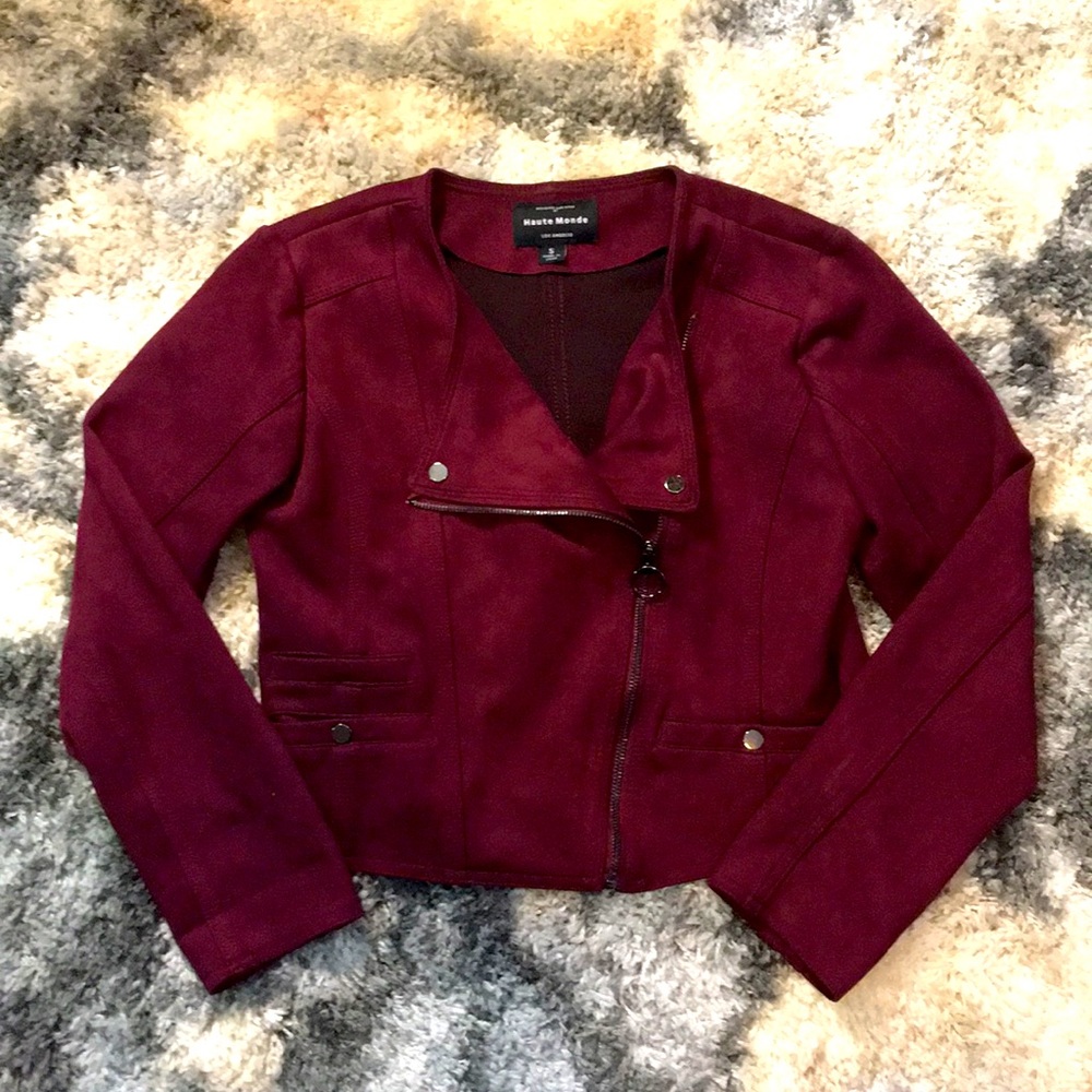 Woman’s maroon jacket